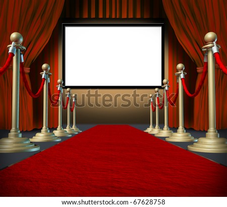 cinema stage blank curtains red carpet display