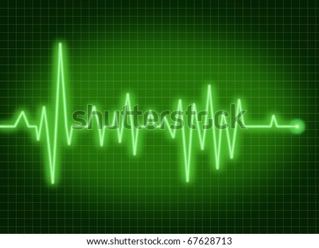 ecg ekg monitor pulse rate medical symbol of health and healthy lifestyle green