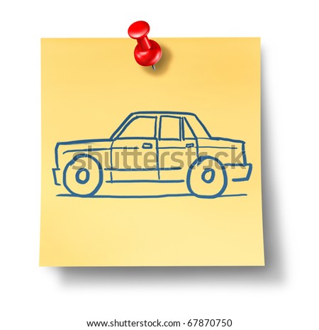 car auto payments adhesive office note yellow paper isolated