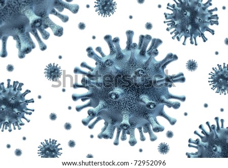 Virus and bacterium infection medical symbol represented by a group of bacterial intruder cells causing sickness and disease to healthy patients.