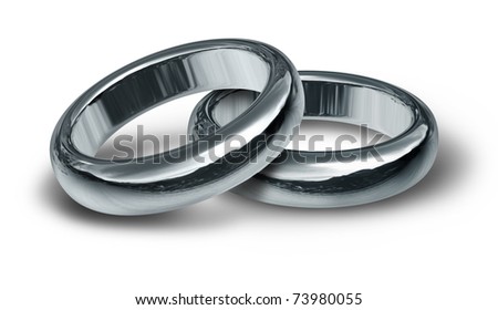 stock photo Two silver wedding rings resting on an isolated background