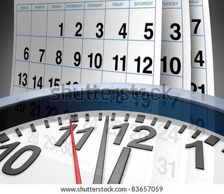 Deadlines and schedules of events and important dates represented by a calendar and a clock showing the concept of appointments and time management.