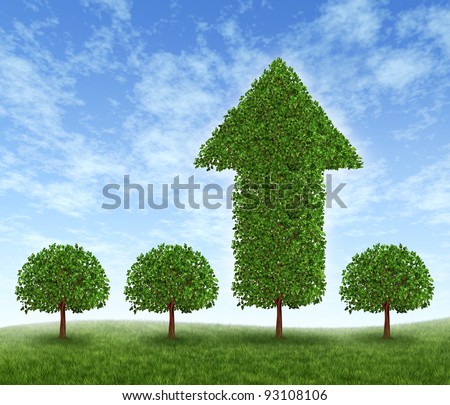 Best investment choice and financial advice for picking the right equity stocks to invest in for retirement or profit growth as four green trees but one money tree in the shape of an arrow succeeds.