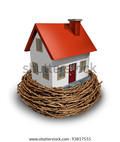 Home Investment as safe investing in a real estate nest egg or a financial concept of saving for a house and residential equity planning to save for the construction of a dream home of the future.