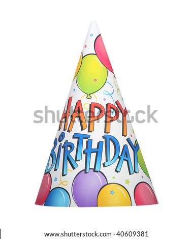 Happy birthday party hat isolated on white background