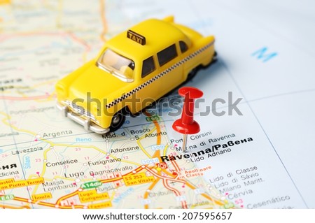 Close up of   , Italy map with red pin    - Travel concept