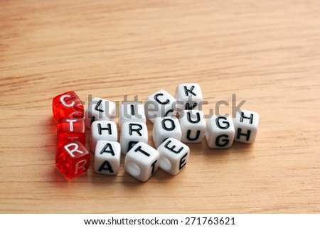 CTR Click Through Rate  written  on dices onwooden surface