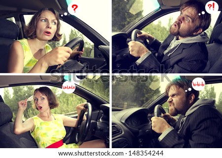 Ã?Â?Ã?Â  comics with humor about a man and a woman driver