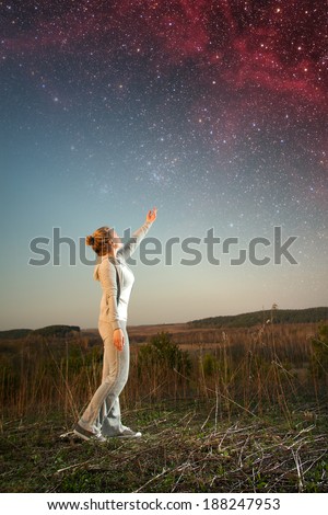 girl and a starry sky.