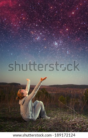 girl and a starry sky.