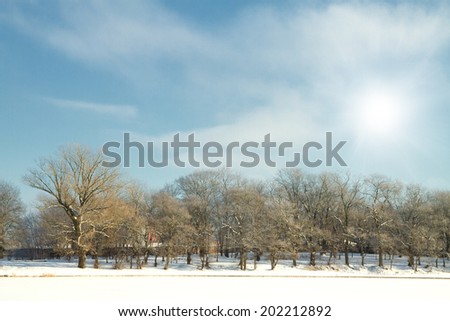 Beautiful winter landscape in Eastern Europe.