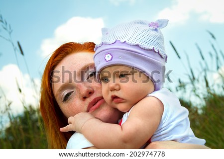 baby with mother nature. summer and fresh air