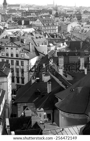 Most mystical and mysterious city in Europe. Prague through the eyes of birds.  stylish retro black and white photos