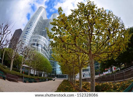 PARIS - APRIL 23: Skyscraper in famous financial and business district of Paris - La Defense on April 23, 2012 in Paris, France