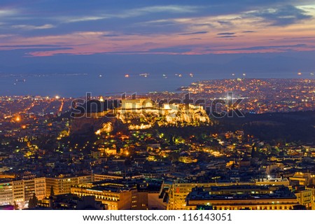 View over Athens at dawn