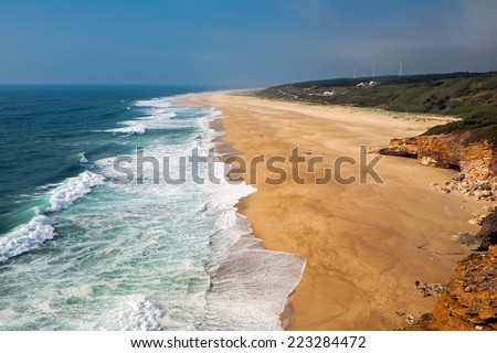 The beach north of Nazare in Portugal