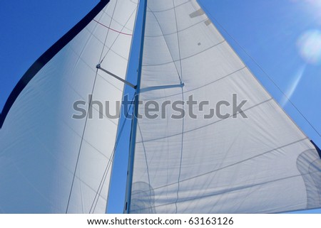 Stretched canvas on the sailboat