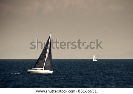 The sailboat on the sea