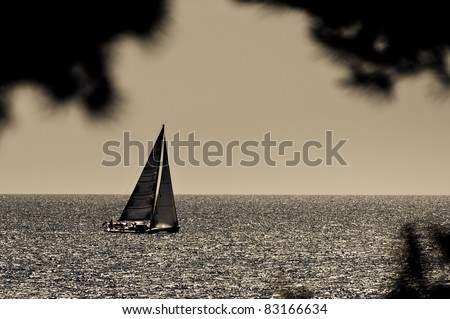 The sailboat on the sea