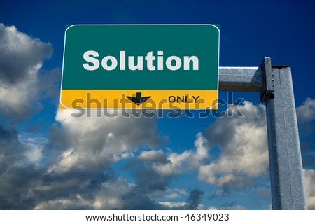 Highway billboard the word of solution on it