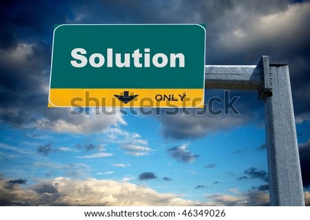Highway billboard the word solution on it