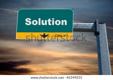 Highway billboard the word of solution on it