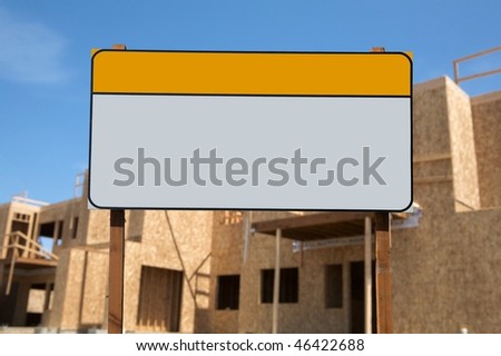 blank commercial sign against construction site