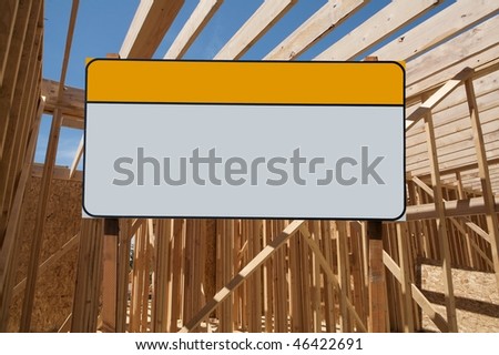blank commercial sign against construction site