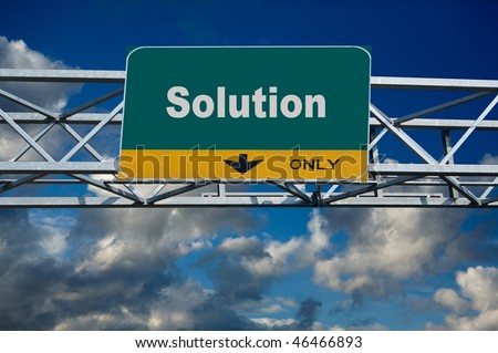 large traffic billboard the word of solution on it