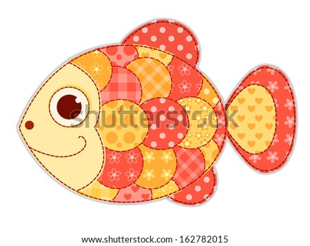 Application fish isolated. Children vector illustration. - stock vector