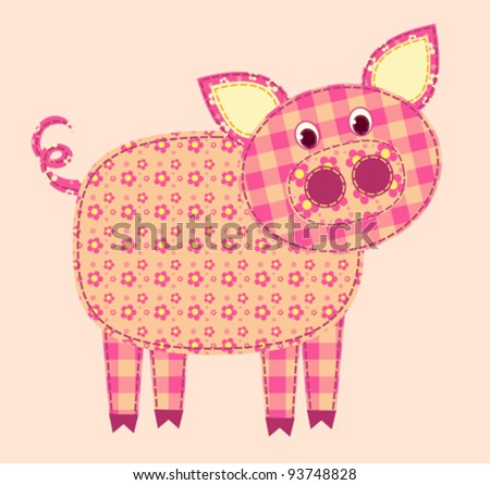 Application pig. Patchwork series. Vector illustration. - stock vector