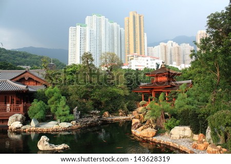 Chi Lin Buddhist Temple and Nunnery in Kowloon City, Hong Kong.