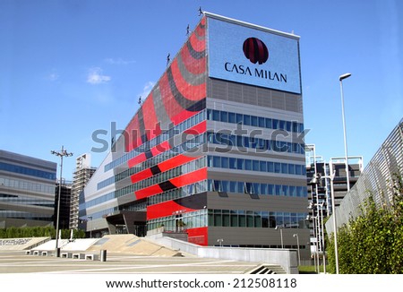 MILAN, ITALY - AUGUST 21:  CASA MILAN, the new headquarters of AC Milan soccer team,  with offices, Mondo Milan Museum, Milan Store, ticket sales, restaurant.  August 21, 2014 in Milan, Italy.