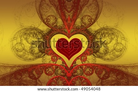 red heart on abstract gold