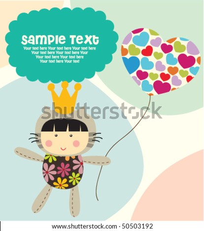 stock vector Cute pussy girl with text 3