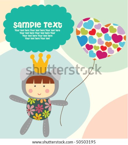stock vector Cute doggy girl with text 4