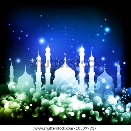 abstract muslim religion background with a mosque - vector illustration