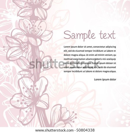 stock vector Cherry blossom spring background with hand drawn flowers