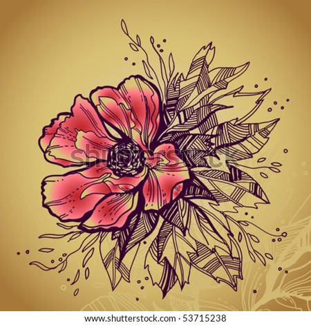 stock vector : Grunge rose flower high quality drawing