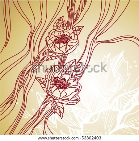 flower line clip art. stock vector : Flowers line
