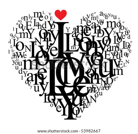 stock photo Heart shape from letters typographic composition for