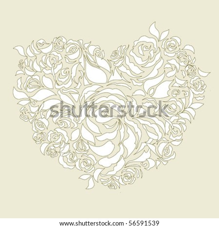 stock vector floral heart wedding card