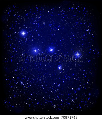 stock photo : starry night sky and Cassiopeia W constellation - JPG