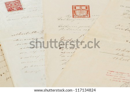 group of very old handwritten text agreements or contract