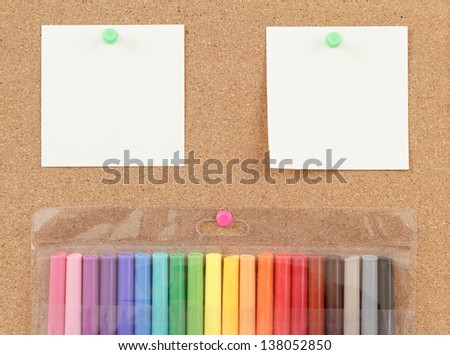 view of the colour markers with notes on cork board
