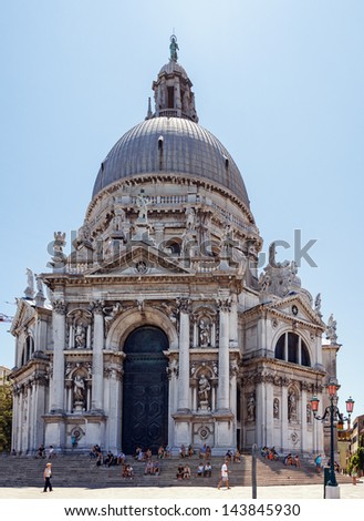 ITALY, VENICE - JULY 16: Santa Maria Della Salute church on July 16, 2012 in Venice. Church was building in honour of escape from plague in 1630-1631