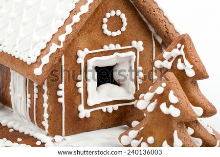 Holiday Gingerbread house isolated on white, christmas cookie