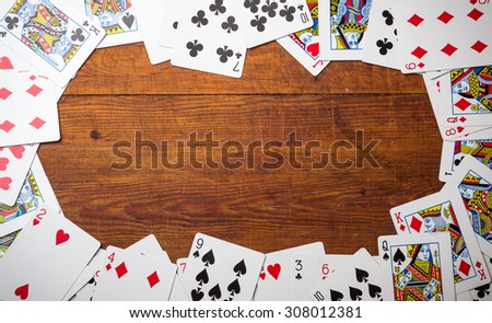 Deck of cards used as a border.