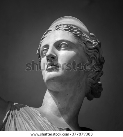 White marble head of young woman Artemis