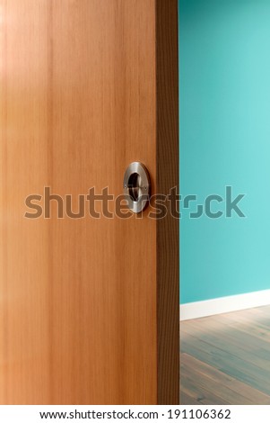 Detail shot of door without handle/vertical shot of a door in a model home